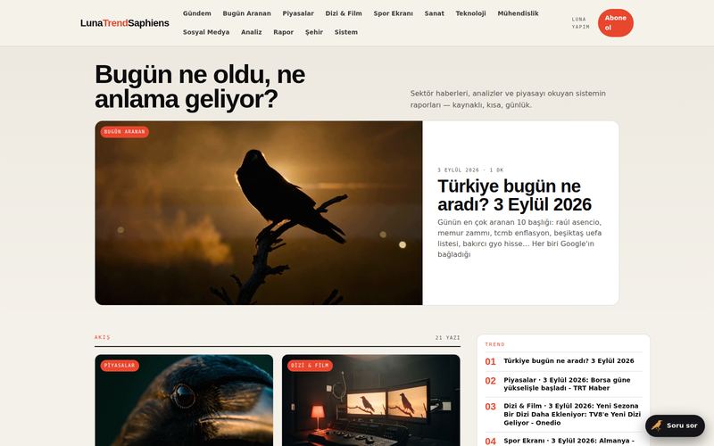 LunaTrendSaphiens ana sayfası